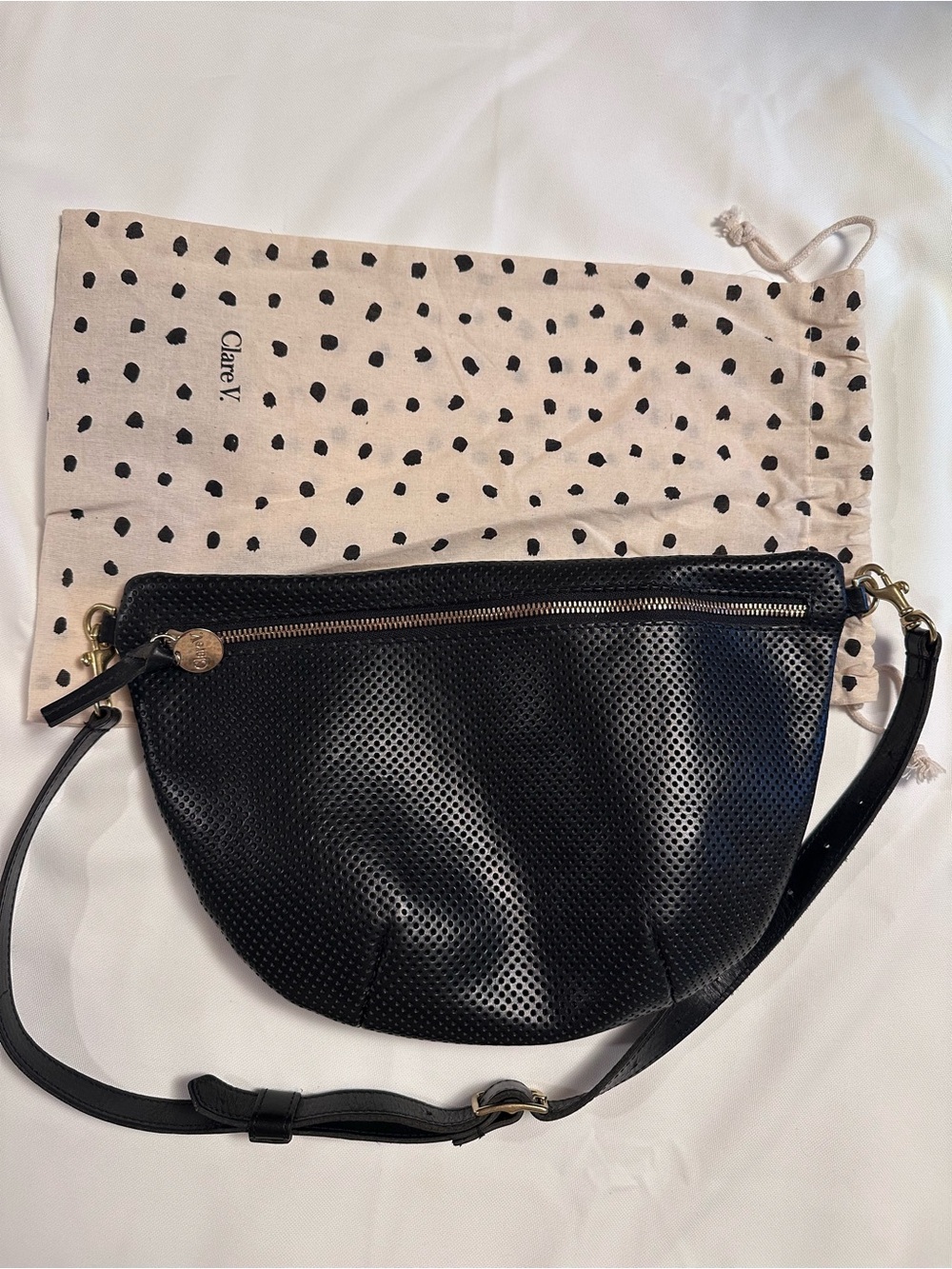 Clare V Black Perforated Leather Grande Fanny